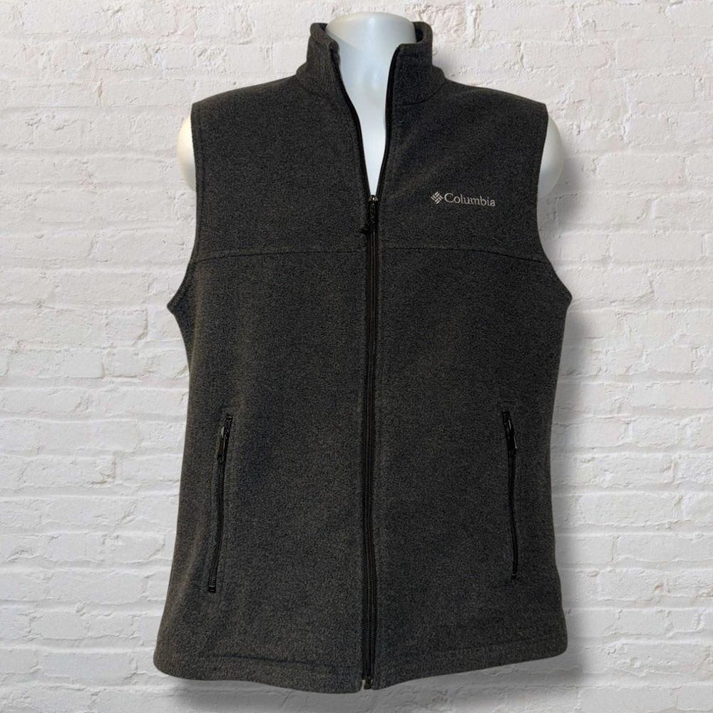 Columbia Men’s Sweater Fleece Vest Gray Charcoal Size Small Full Zip